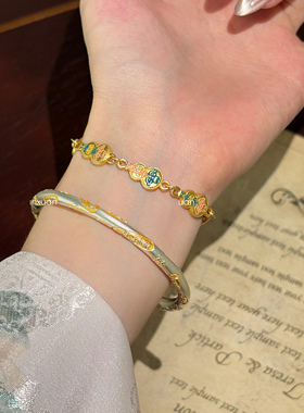 好柿成双南瓜古法手镯国风新中式镯子2026马年生日礼物实用高级感