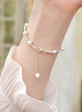 925碎银子灰白珍珠手链女2025年新款ins小众设计闺蜜手串女高级感