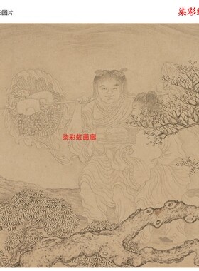 明仇英白描罗汉图长卷原大高清复制品佛绘画佛画素材临摹学习画稿