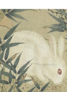 宋刘永年花阴玉兔图工笔长卷花鸟画国画临摹学习白描画稿装饰画