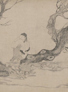 明代唐伯虎唐寅风木图名家真迹国画艺术微喷古代名画品临摹装饰画