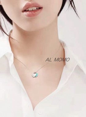 S925纯银珐琅双爱心锁骨链女款