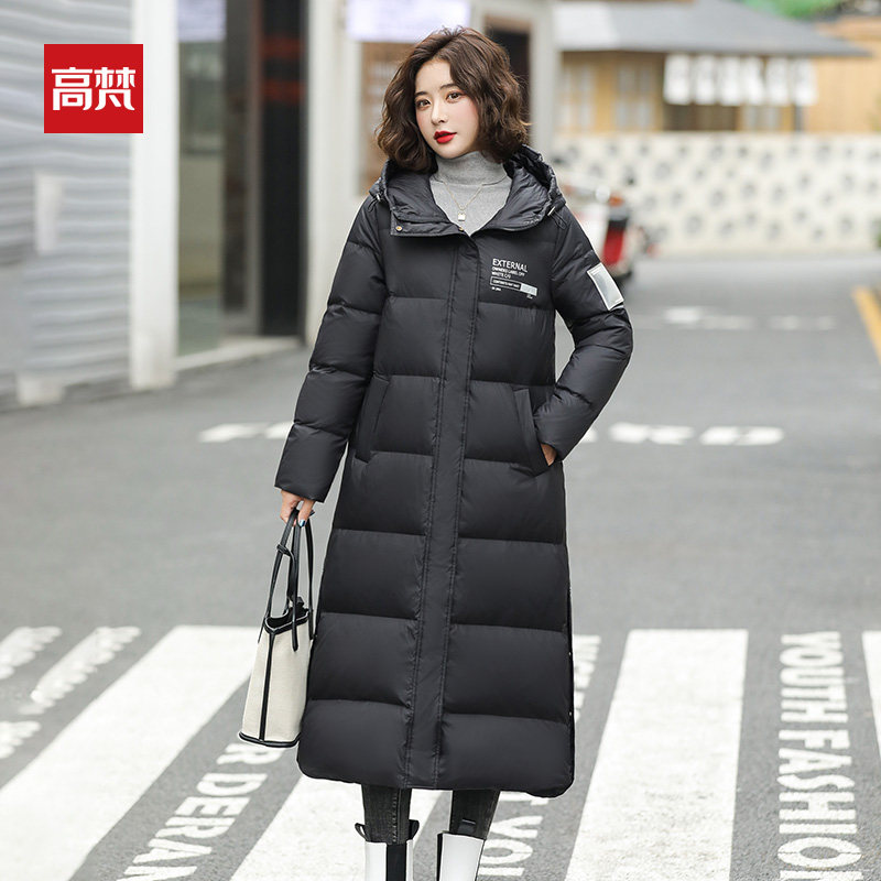高梵长款长过膝2021年冬季潮白鸭绒 高梵潮美羽绒服