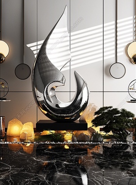 抽象创意金属雕塑摆件酒店大堂售楼部大厅过道落地摆设