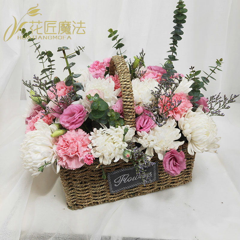清明节上海杭州北京天津黄白菊花篮悼念吊唁缅怀祭奠上坟扫墓鲜花