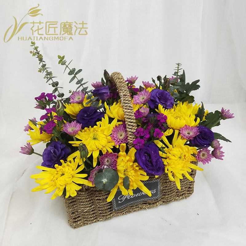 清明节上海杭州北京天津黄白菊花篮悼念吊唁缅怀祭奠上坟扫墓鲜花