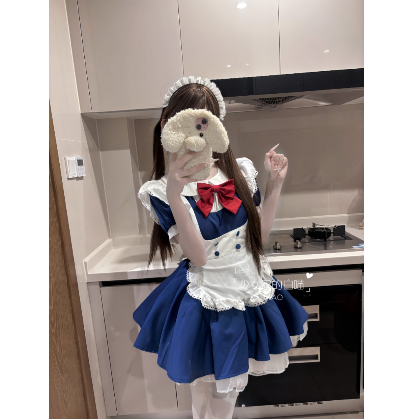 MIAO:日系黑白女仆装重工可爱甜美软妹女佣装lolit洛丽塔连衣裙 - 图1