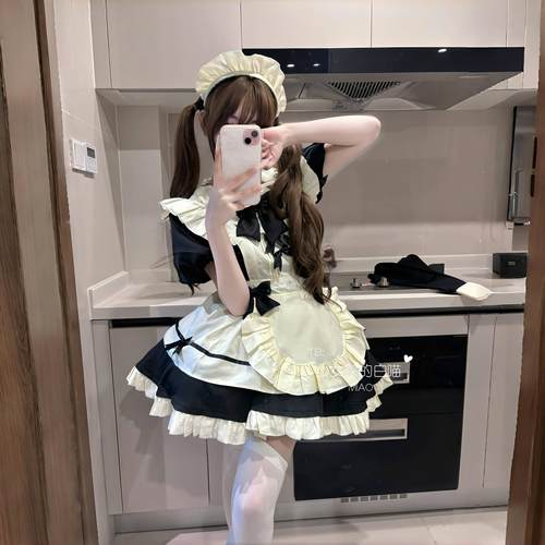 MIAO：日常款女仆装可爱萝莉黑白女佣装长袖lolita洛丽塔连衣裙 - 图2