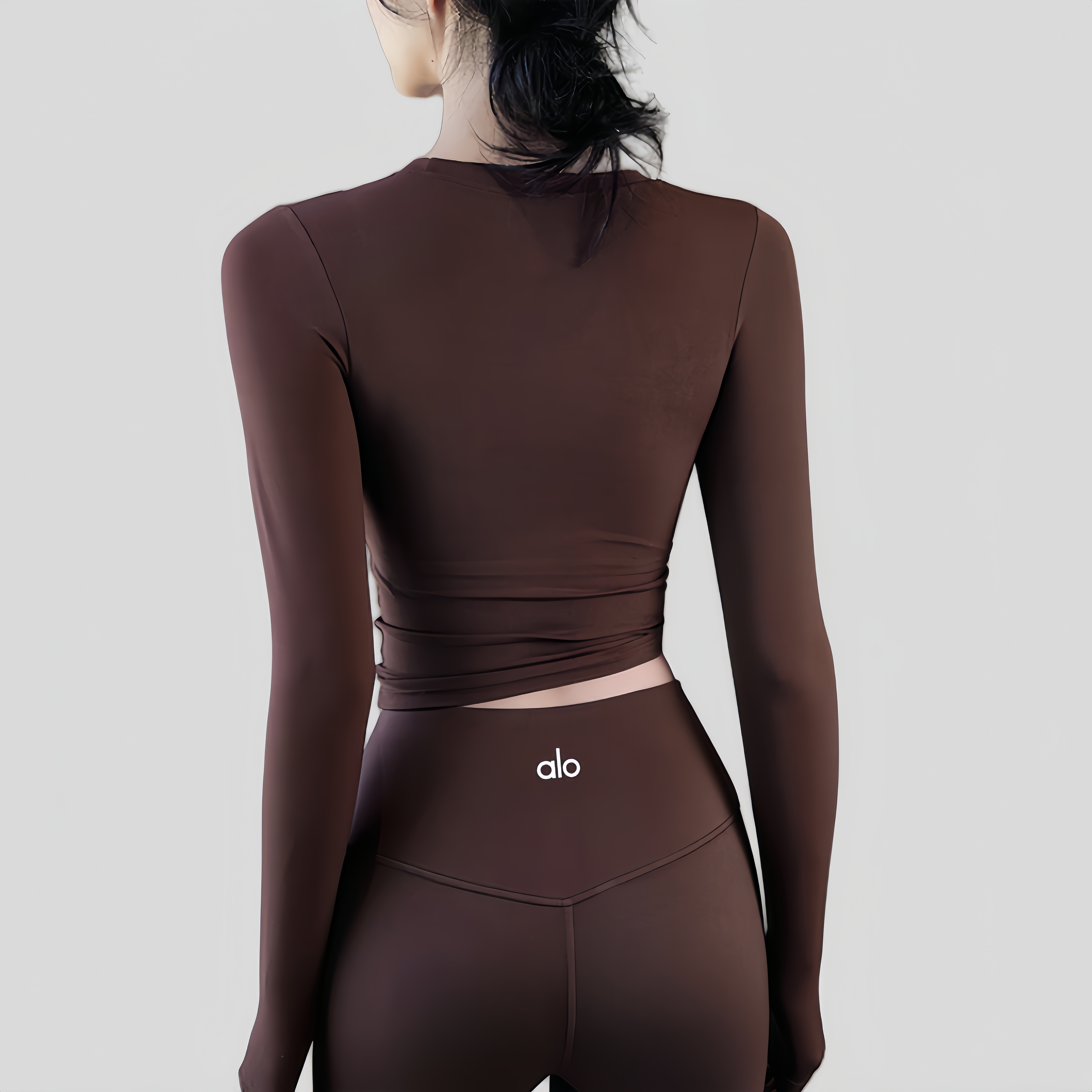 AIo瑜伽服女秋冬带胸垫抽绳显瘦运动上衣普拉提训练长袖健身套装,淘宝优惠券,粉丝福利购,淘宝优惠卷