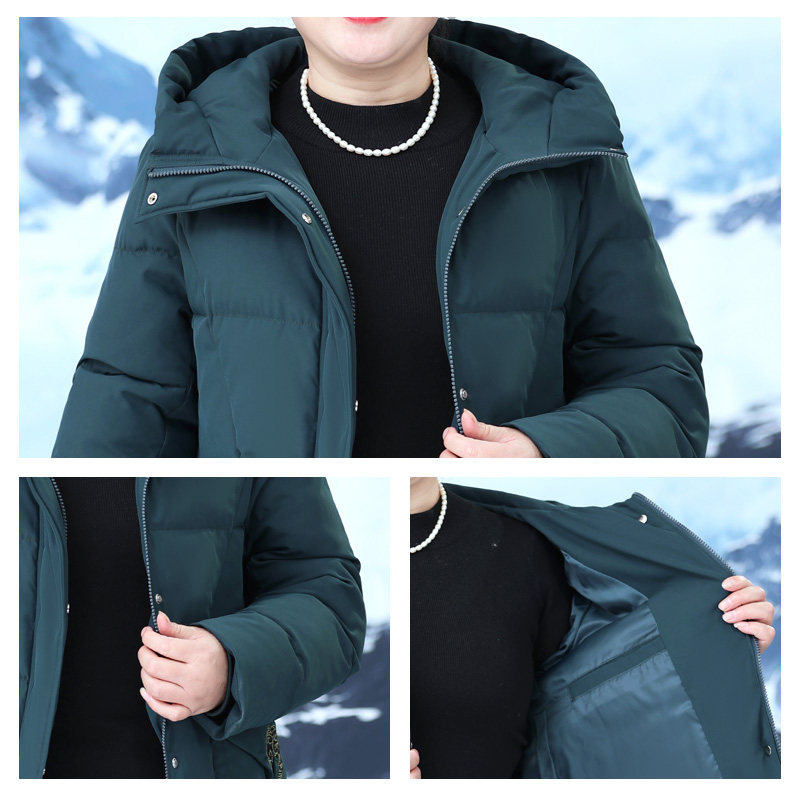 200斤胖妈妈休闲中长款棉袄 闪闪情缘中老年女装