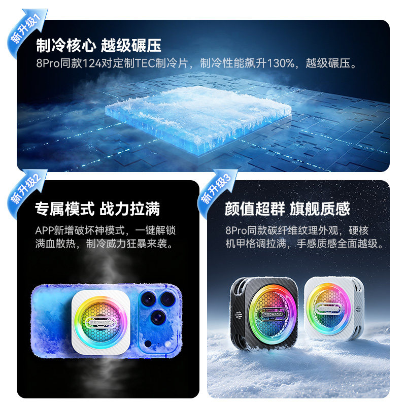 红魔散热器6pro+手机散热器磁吸游戏直播专用背夹支架降温神器风扇静音适用iPhone17苹果努比亚平板iPad新款