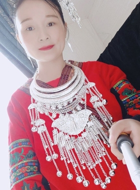 彝族银饰项链配饰项圈傣族少数民族演出银项圈苗族大项圈舞台颈饰