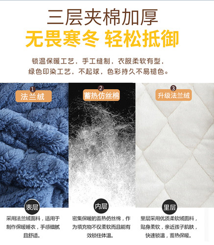 冬季儿童法兰绒睡衣加厚夹棉男童女童中大童宝宝珊瑚绒家居服套装 - 图0