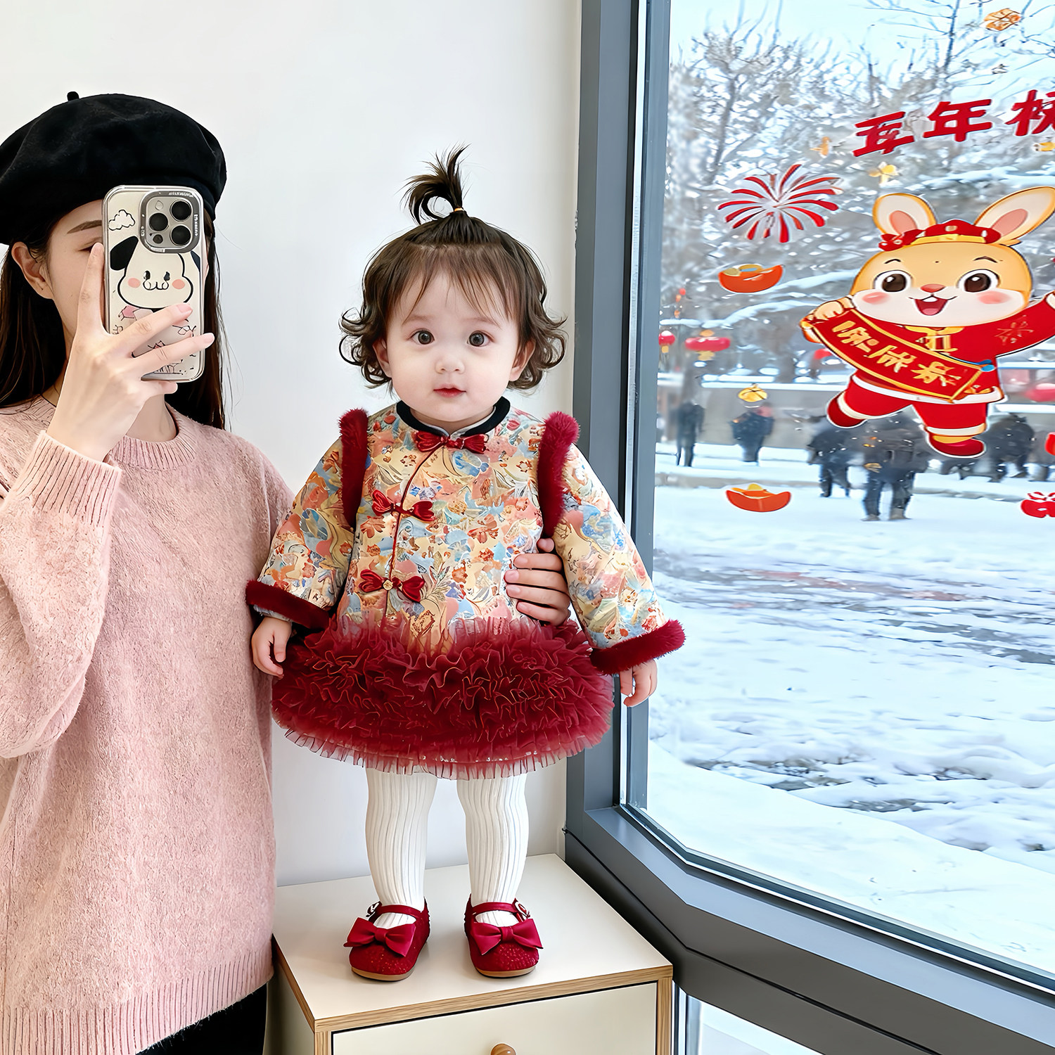 2026新款婴儿拜年服新中式国风裙子过年女童新年衣服宝宝连衣裙红,淘宝优惠券,粉丝福利购,淘宝优惠卷