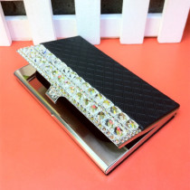 Korean guest bookings for inlaid drill imitation leather fashion creative mens business inlaid drilling name sheet box clips 