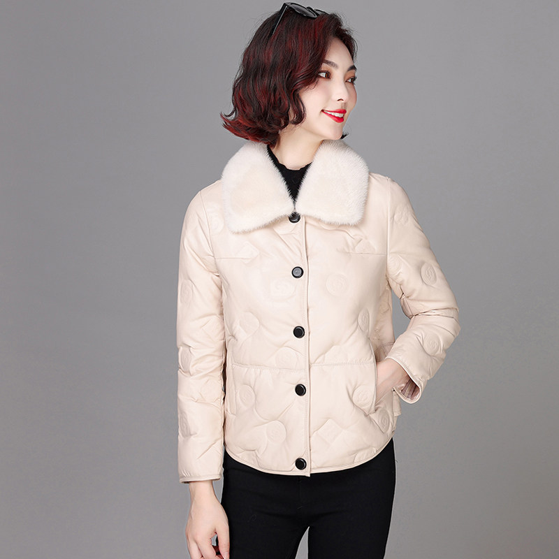 真皮羽绒服女短款2025冬新款海宁绵羊皮水貂毛皮草小个子皮衣外套,淘宝优惠券,粉丝福利购,淘宝优惠卷