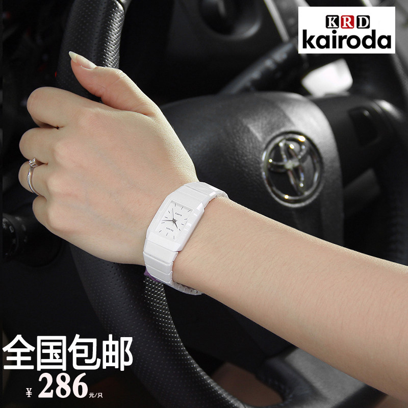 正品长方形男女陶瓷表2019黑石英表 卡瑞达金荣盈国产腕表