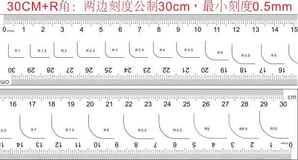 高精度菲林尺 软尺 透明尺 定制 两边刻度 最小刻度为0.1mm 0.5mm - 图2