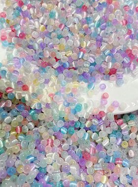 新款4mm超优猫眼玻璃米珠散珠DIY手链项链手机链串珠饰品配件串珠