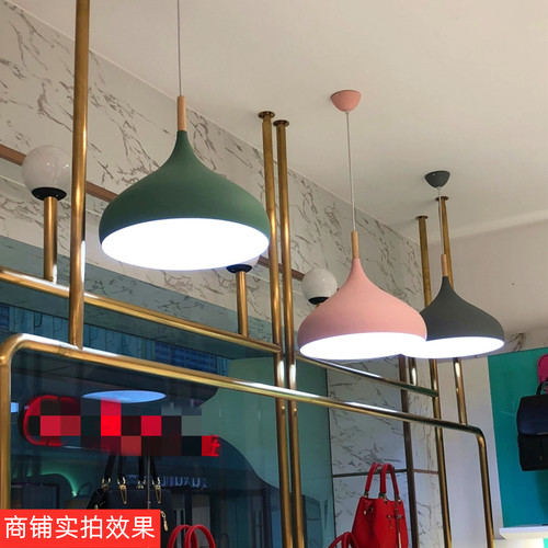 北欧单头吊灯现代简约餐厅饭店餐馆设计师餐饮店铺工业风商用灯罩 - 图3