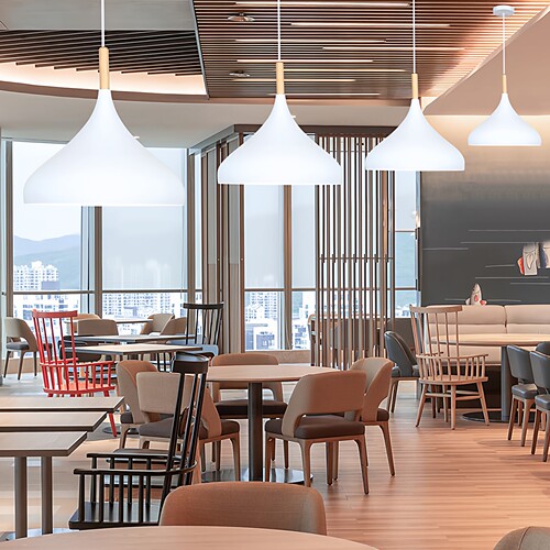 现代简约餐厅吊灯创意个性饭店快餐店商用单头烧烤店彩色餐台灯罩 - 图2