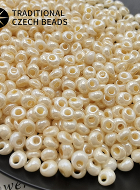 捷克进口46112珍珠色玻璃米珠花生珠水滴珠 手工diy手链串珠配件