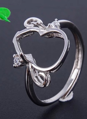 纯银小葫芦翡翠玉石百搭戒指空托