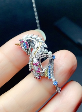 双色款6*9mm代镶晶石豪华银吊坠