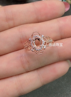 s925银饰品戒指空托的月光石时尚