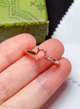 s925银戒指空托椭圆形4*6 5*7 6*8mm简约百搭日常 代镶嵌宝石