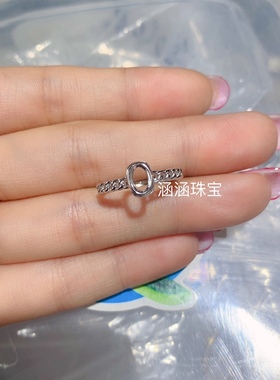 s925银饰品戒指空托包镶款 椭圆形4*6mm代镶红宝石 祖母绿 日韩