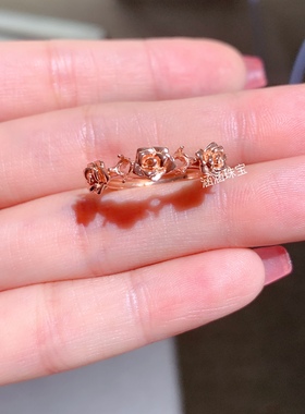 s925纯银戒指空托圆形3*3mm代镶碧玺 欧泊红宝石 祖母绿 简单清新