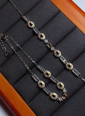 手链空托椭圆形3*4mm双色款 轻奢精美 代镶嵌 饰品礼物 925银  x