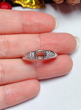 s925银椭圆形戒指空托4*5mm时尚简约 轻奢小众设计 ym