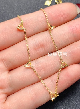 s925银戒指锁骨链空托 简单心形4*4mm代镶碧玺 石榴石 黄水晶  m