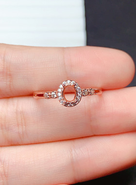 s925银饰品戒指空托椭圆形4*5mm精美时尚代镶月光石 祖母绿  y