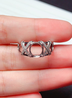 s925纯银戒指空托女饰品椭圆形7*8mm豪华大气未镶嵌  x