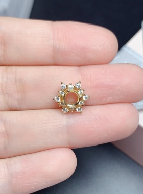 s925银吊坠空托圆形5*5mm时尚精美 diy饰品 红宝石 碧玺 不带链