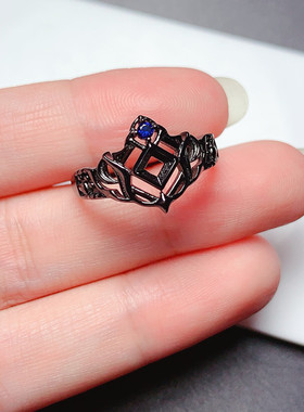 s925银戒指空托方形3*3mm小众个性设计 代镶石榴石 坦桑石 m