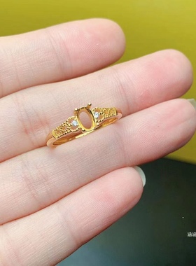 椭圆形海蓝宝日韩风戒指空托