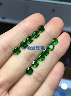 天然透辉石裸石枕形方吊坠5mm