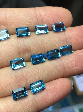 天然伦敦蓝托帕石裸石戒面长方