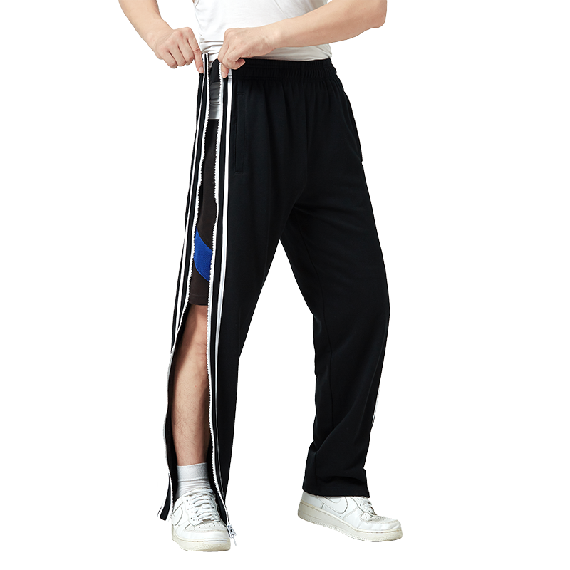 运动裤侧开拉链全开长裤宽松直筒篮球裤健身康复快脱护理收口裤男,淘宝优惠券,粉丝福利购,淘宝优惠卷