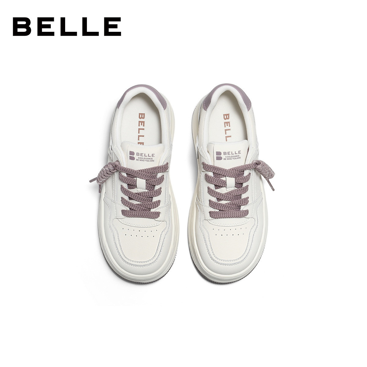 百丽厚底增高挂饰小白鞋女2026春新百搭松糕鞋休闲板鞋B3057AM6预,淘宝优惠券,粉丝福利购,淘宝优惠卷