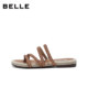 Belle holiday style woven casual slippers 2026 Xia Xin shopping mall style comfortable thin-soled slippers F4Z1DBT6
