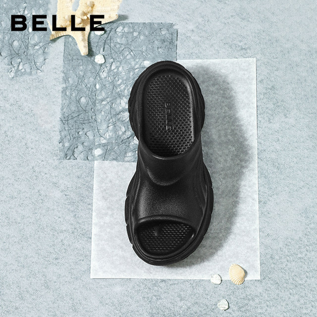Belle Simple and Comfortable Croc Shoes Women's 2026 Xia Xin Shopping Mall Same Style Thick-soled Increased Casual Slippers BKM35B Pre-