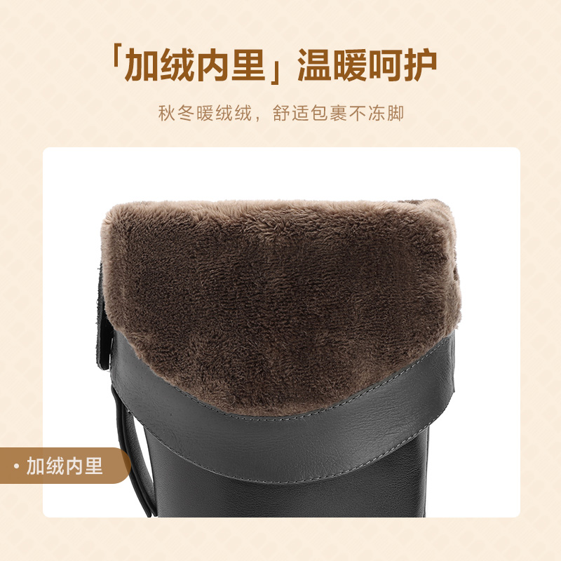 百丽粗跟高长靴骑士靴加绒冬新款真皮显瘦粗高跟长筒靴B8M1DDG4