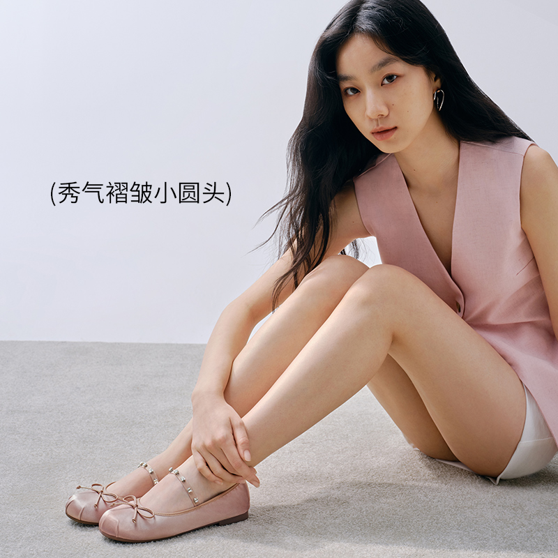 百丽新中式玛丽珍鞋女2024新款晚晚鞋子平底芭蕾单鞋B3D1DCQ4