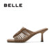 Belle women's shoes woven holiday style stiletto heel slippers new summer style can be worn outside slippers B2483BT5