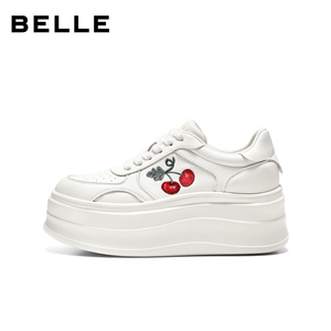 百丽樱桃刺绣厚底简约小白鞋2026商场春新款女鞋增高板鞋F6Y1DA